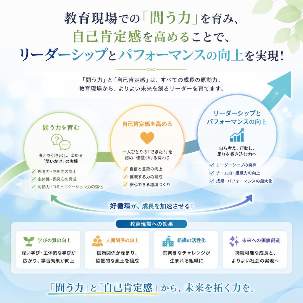 教育現場での「問う力」を育み、自己肯定感を高めることで、リーダーシップとパフォーマンスの向上を実現！