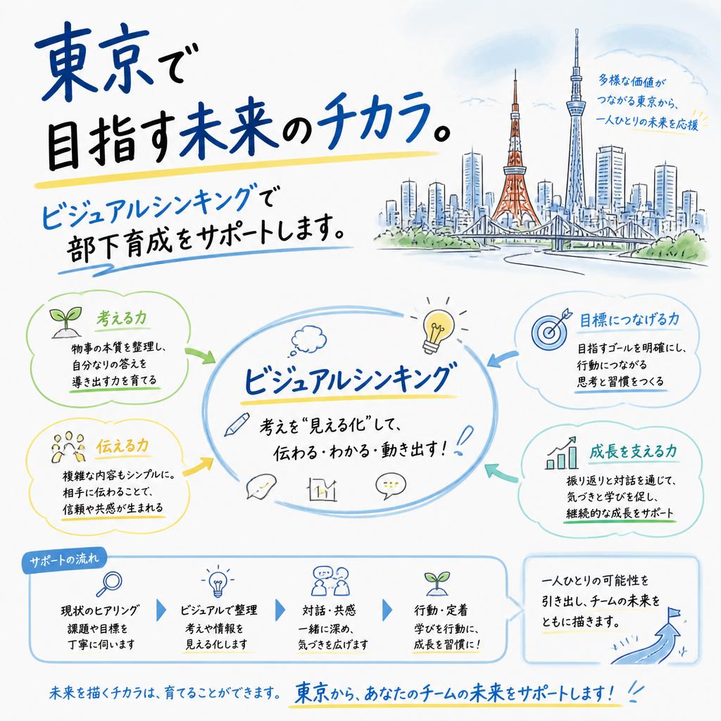 東京で目指す未来のチカラ。ビジュアルシンキングで部下育成をサポートします。