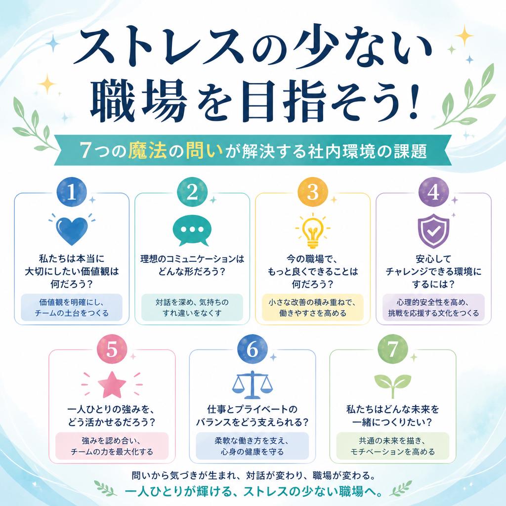 ストレスの少ない職場を目指そう！7つの魔法の問いが解決する社内環境の課題