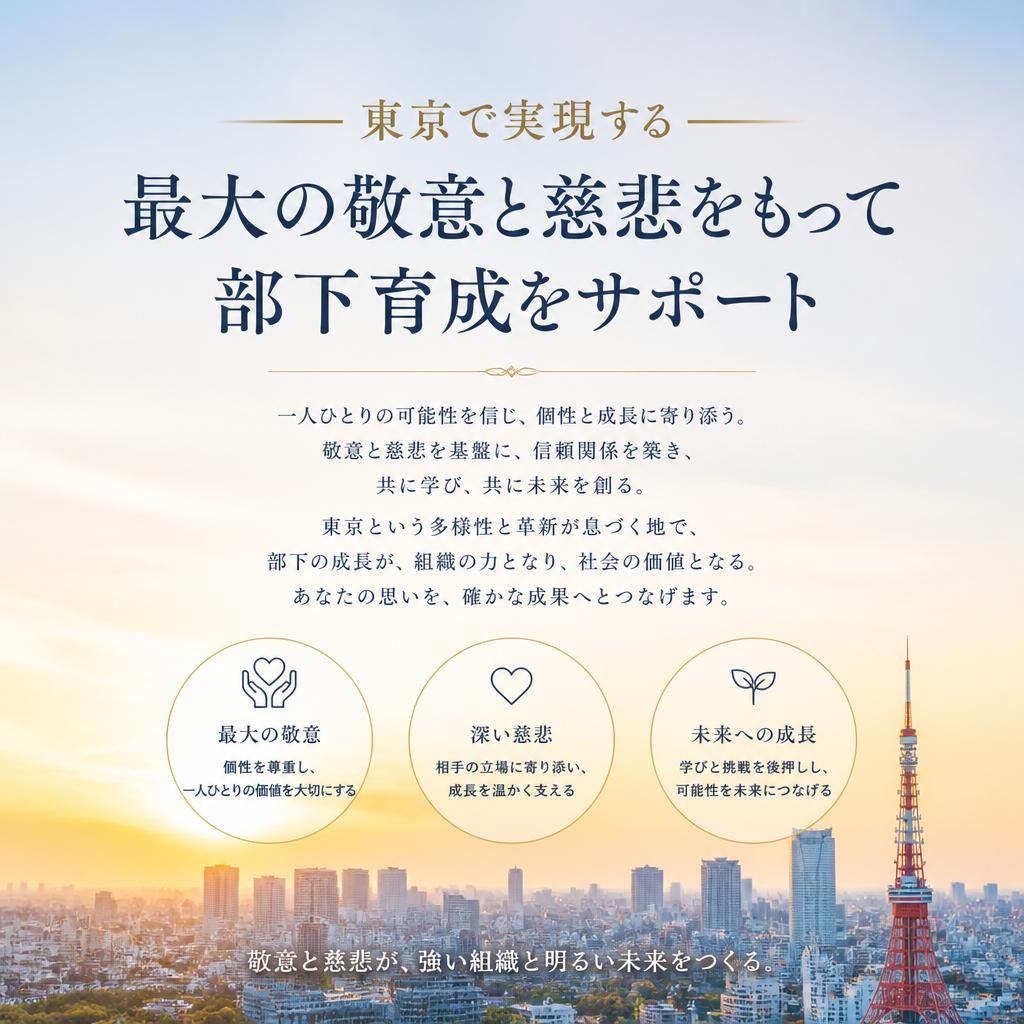 東京で実現する最大の敬意と慈悲をもって部下育成をサポート