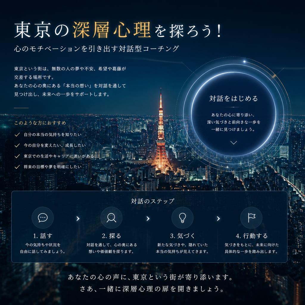 東京の深層心理を探ろう！心のモチベーションを引き出す対話型コーチング